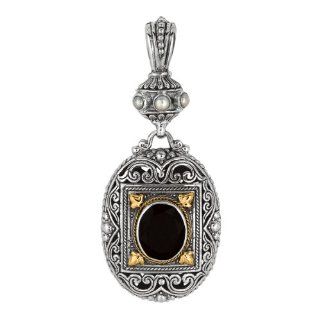 Designer Phillip Gavriel 18k Gold & Sterling Silver Collection Byzantine Ottoman Black Onyx Pendant: Jewelry