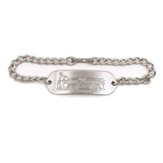 Non Allergenic Stainless Steel Fire Truck Child ID Bracelet IDB 04: Health & Personal Care