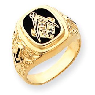 14k AA Diamond men's masonic ring: Jewelry