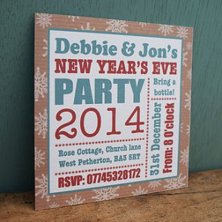 personalised new year's eve party invites by sparks living