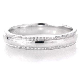 14k White Gold Comfort Fit Antique Vintage Style Wedding Band Ring: Jewelry