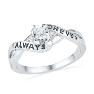 Diamond Accent Crossover Promise Ring in Sterling Silver (2 Lines