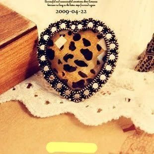 JE073 Heart Ring, Retro Ring, Faux gem Ring, Hollow Carving Ring, Leopard Ring, Open Ring, Adjustable Size : Fashion Ring : Beauty