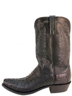 Lucchese Mens Black Croc Tail Boots Shoes