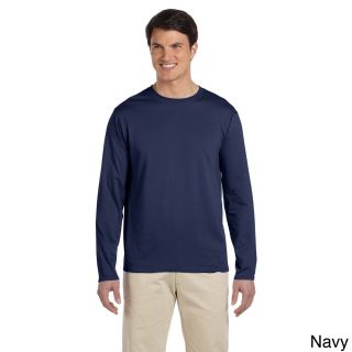 Gildan Mens Softstyle Cotton Long Sleeve T shirt Navy Size XXL
