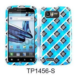 CELL PHONE CASE COVER FOR MOTOROLA ATRIX 2 MB865 TRANS BLUE BLACK PLAID: Cell Phones & Accessories