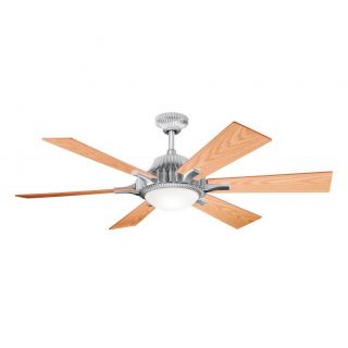 Contemporary Satin Aluminum Ceiling Fan And Light Kit