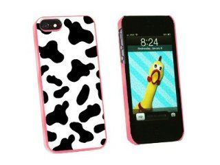 Graphics and More Cow Print Black White Snap On Hard Protective Case for iPhone 5/5s   Non Retail Packaging   Pink: Cell Phones & Accessories