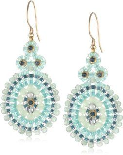 Miguel Ases Jade Outlined Small Oval Drop Earrings: Jewelry