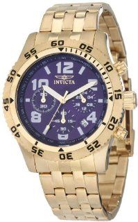Invicta Men's 1490 Chronograph Blue Dial 18k Gold Ion Plated Stainless Steel Watch Invicta Watches