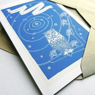 'the owl contemplates arthur c. clarke' card by autumn jitters