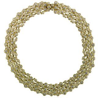 18k Yellow Gold Mesh Bezel Style Diamond Necklace (12.06 cttw, E F Color, VS1 VS2 Clarity), 16": Jewelry