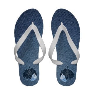 Womens Blue Denim Flip Flop Sandals