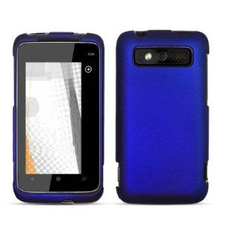 HTC 6985, 7 Trophy Cell Phone Snap on Cover Solid Dark Blue (Rubberized) Verizon: Cell Phones & Accessories