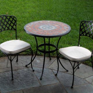 Alfresco Home Asti Indoor Outdoor Marble Mosaic Bistro Set, 30 Inch : Patio Dining Chairs : Patio, Lawn & Garden