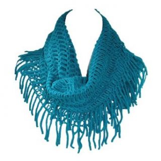 CTM Womens Fringed Loose Knit Infinity Loop Scarf at  Womens Clothing store