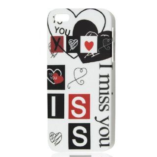 I Miss You Heart Pattern Hard Back Case Cover Skin for Apple iPhone 5 5G: Cell Phones & Accessories