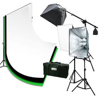 ePhoto 3pcs Chromakey Muslin Background Backdrop Support Stand & Complete 3200 Watt Video Photography Studio Lighting Kit H604SB2 69BWG : Photo Studio Backgrounds : Camera & Photo