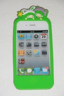 Little Twin Star "Neon Green / Light Green" Protective Silicone Gel Case Cover Embossed Pop Up Characters With Twins, Bunny & Stars For iPhone 4S or iPhone 4: Cell Phones & Accessories