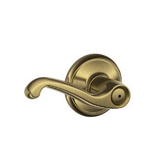 Schlage F40FLA609 Flair Privacy Lever, Antique Brass   Door Levers  