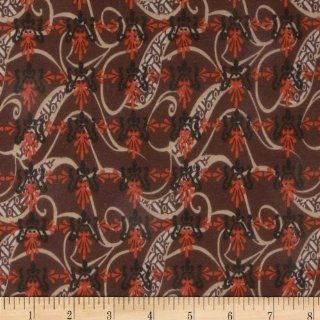 Stretch Jersey Knit Abstract Butterfly Brown Fabric