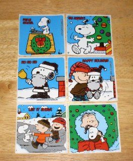 Peanuts Snoopy Set of 6 Large Christmas Stickers by Sandylion: Toys & Games