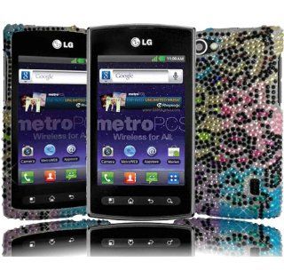 Colorful Leopard Full Diamond Bling Case Cover for LG Optimus M+ MS695 Cell Phones & Accessories