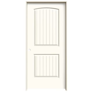 ReliaBilt 2 Panel Round Top Plank Solid Core Smooth Molded Composite Right Hand Interior Single Prehung Door (Common: 80 in x 36 in; Actual: 81.68 in x 37.56 in)
