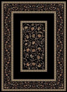 Concord Global Rugs Ankara Collection Floral Border Black Runner 2'2" x 7'3" Area Rug   Machine Made Rugs
