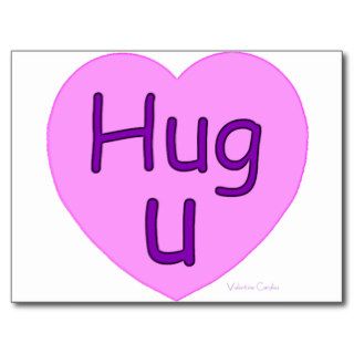 Hug U Pink Heart Post Cards