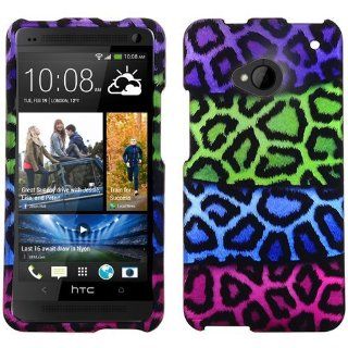 Purple Green Blue Hot Pink Leopard Cheetah Hard Case Cover For HTC One M7 with Free Pouch: Cell Phones & Accessories