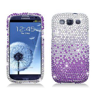 Purple Silver Waterfall Bling Gem Jeweled Crystal Cover Case for Samsung Galaxy S3 S III Cell Phones & Accessories