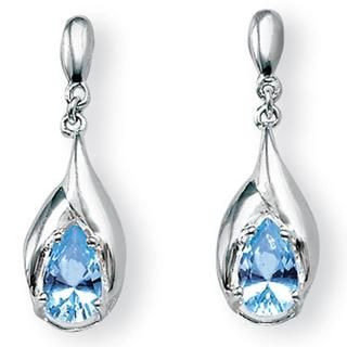 Angelina D'Andrea Sterling Silver Blue Topaz Dangle Earrings Palm Beach Jewelry Gemstone Earrings