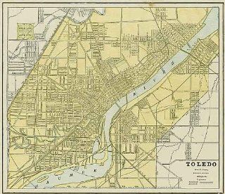 Cram 1892 Antique Street Map of Toledo, Ohio : Wall Maps : Office Products