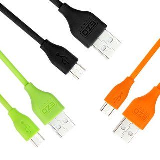 EZOPower 3 Pack Extra Long 6ft Micro USB 2in1 Sync and Charge USB Data Cable for Nokia Lumia 610/ 635/ 929/ 1520/ 1020/ 520/ 620/ 925/ 928/ 521, Samsung, HTC, LG, Motorola, BlackBerry and Other Smartphone (Black/ Green/ Orange): Cell Phones & Accessori