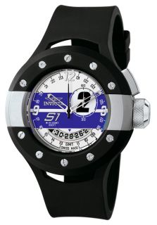 Invicta 6638  Watches,Mens S1 GMT Blue & White Dial Black Polyurethane, Casual Invicta Quartz Watches