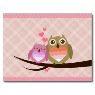 Cute Owl Couple Full of Love Heart Invitation Post Card