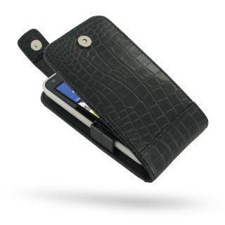Nokia Lumia 620 Leather Case   Flip Top Type (Black Crocodile Pattern) by PDair: Electronics