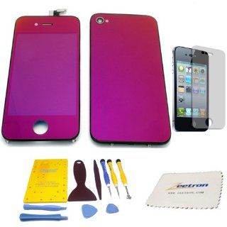 Zeetron Shiny Purple iPhone 4 Colorswap Color Conversion DIY Kit (Includes a Glass Screen Lcd Aseembly + Home Button + Back Door Assembly + Full Tool Kit & Screw Mat + Screen Protector + Zeetron Microfiber Cloth) AT&T ONLY (Do It Yourself Kit): Cel