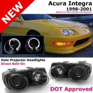 1998 to 2001 Acura Integra Dc2 JDM Style Halo Rim Angel Eye Black Projector Headlights Lamps: Automotive