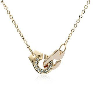 New Style 2013, Friendship Handcuffs Swarovski Crystal 18k Gold Plated Necklace, Popular Charm Necklace; Everydaywear Jewelry and Gift for BFF, Friend, Valentines, Birthday  Arrives in Beautiful Velvet Gift Box: Jewelry