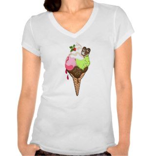 Cute funny Ice cream vector design V neck T shirt