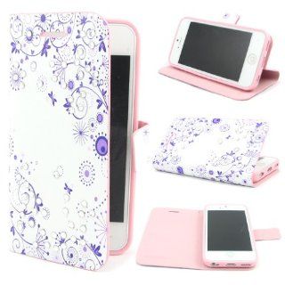 Wall  C46 Flower Leather Flip With Bling Rhinestone Case Cover for Apple iPhone 5C: Cell Phones & Accessories