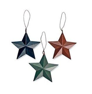 Tin Star Ornaments   Set of 3  Christmas Ornaments  