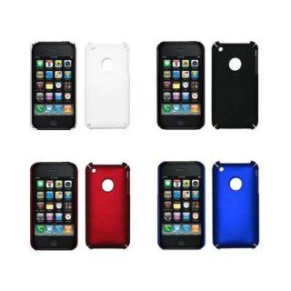 4 Pack of Rubberized Back Snap On Cover Hard Case Cell Phone Protectors for Apple iPhone 3G, 3G S (Red, White, Blue, Black): MP3 Players & Accessories