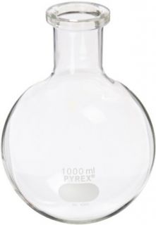 Corning Pyrex Borosilicate Glass Short Ring Neck Round Bottom Boiling Flask with 6 No. Rubber Stopper, 500ml Capacity: Science Lab Boiling Flasks: Industrial & Scientific