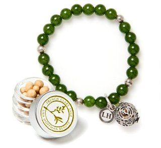 French Clary Sage Fragrance Bracelet (Jade green beads with an oxidized sterling silver plated charm, French Clary Sage) : Personal Fragrances : Beauty