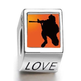 Soufeel World War Soldier With Gun Love European Charms Compatible With Pandora Bracelets: Jewelry