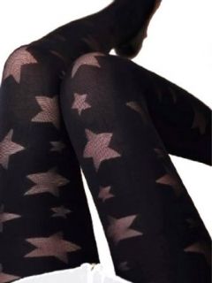 2 Tone Black Starry Pantyhose Hosiery: Clothing