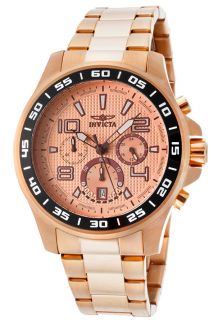 Invicta 14393  Watches,Mens Specialty Chronograph Rose Gold Textured Dial 18k Rose Gold Plated SS, Chronograph Invicta Quartz Watches